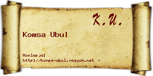 Komsa Ubul névjegykártya